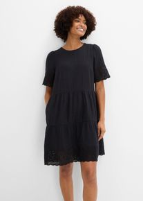 bonprix Kleid aus Musselin mit Lochstickerei, schwarz, Gr.46, Ein tolles Piece f&uuml;r den Sommer, aus 100% Baumwolle,Musselin
