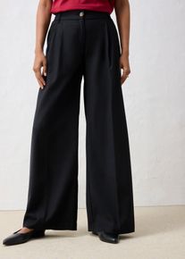 bonprix L&auml;ssige Bundfaltenhose aus weichem Woll-Anteil, schwarz, Gr.48, moderne weite Bundfaltenhose aus weichem Woll-Anteil