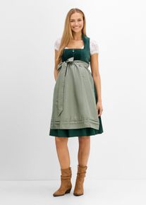 bonprix Umstands- Dirndl mit Samt-Mieder und Satin-Sch&uuml;rze (2-tlg.Set), gr&uuml;n, Gr.52, Dirndl f&uuml;r die Schwangerschaft, Oberteil: 100% Baumwolle