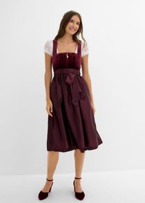bonprix Dirndl mit Samt in Midil&auml;nge (2-tlg.Set), rot, Gr.52, traditionelles Dirndl mit hochwertigen Samtmieder mit Burn-Out Muster und changierender Sch&uuml;rze. Der Rock ist mit einem angenehmen Baumwollfutter ausgestattet., aus Samt