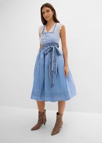 bonprix Dirndl mit Samt in Midil&auml;nge (2-tlg.Set), blau, Gr.54, Traditionelles Dirndl mit hochwertigen Samtmieder und changierender Sch&uuml;rze. Der Rock ist mit einem angenehmen Baumwollfutter ausgestattet., aus Samt
