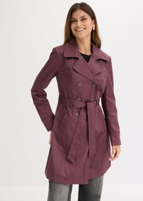 bonprix Trenchcoat aus Baumwolle, lila, Gr.44, Charmanter Trenchcoat mit doppelreihiger Knopfleiste und Bindeg&uuml;rtel., 97% Baumwolle
