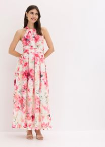bonprix Neckholder-Kleid aus strukturiertem Crepe, wei&szlig;, Gr.42, Romantisch und feminin: Maxikleid aus strukturiertem Crepe mit Neckholder und drapiertem Tailleneinsatz