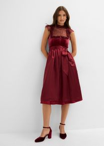 bonprix Dirndl mit Samt in Midil&auml;nge (2-tlg.Set), rot, Gr.42, traditionelles Dirndl mit hochwertigen Samtmieder und changierender Sch&uuml;rze. Der Rock ist mit einem angenehmen Baumwollfutter ausgestattet., aus Samt