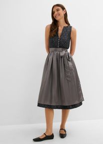 bonprix Dirndl mit Sch&uuml;rze (Doppelpack 2-tlg. Set), grau, Gr.52, Modernes Dirndl aus feinem Jacquard mit Kopfleiste und Sch&uuml;rze aus gl&auml;nzendem Satin
