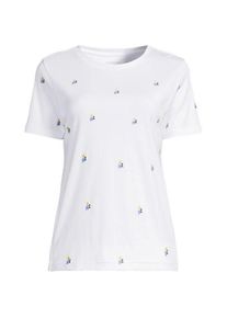 LANDS' END Besticktes Supima Rundhalsshirt in Plus-Gr&ouml;&szlig;e, Damen, size: plus, Wei&szlig;, Baumwolle, by Lands' End