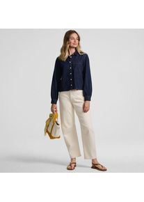 LANDS' END Kurze Jeansbluse aus reiner Baumwolle, Damen, size: regular, Blau, by Lands' End