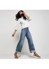 LANDS' END Soft Denim Bestickte Jeans mit weitem Bein, Damen, size: regular, Blau, Elasthan/Baumwoll-Mischung, by Lands' End