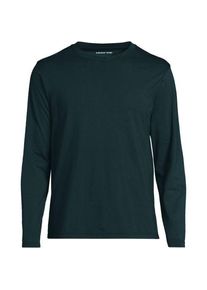 LANDS' END Supima Langarm-Shirt mit Rundhalsausschnitt, Herren, size: regular, Gr&uuml;n, Baumwolle, by Lands' End