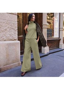 LANDS' END Softe Jerseyhose mit weitem Bein f&uuml;r Damen, Damen, size: regular, Gr&uuml;n, Baumwolle/Polyester/Baumwoll-Mischung, by Lands' End