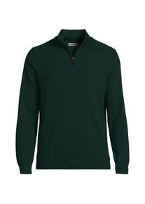 LANDS' END Merino-Pullover mit Rei&szlig;verschluss, Herren, size: regular, Gr&uuml;n, by Lands' End