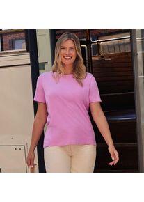 LANDS' END Supima Kurzarm-Shirt mit rundem Ausschnitt f&uuml;r Damen, Damen, size: regular, Pink, Baumwolle, by Lands' End