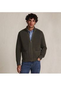 LANDS' END Drifter Cardigan mit Rei&szlig;verschluss, Herren, size: regular, Gr&uuml;n, Baumwolle, by Lands' End
