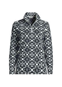 LANDS' END Gemusterter Fleece-Pullover mit Rei&szlig;verschluss f&uuml;r Damen, Damen, size: regular, Schwarz, Polyester, by Lands' End