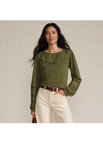 LANDS' END Flammgarn-Shirt mit Biesen-Verzierung f&uuml;r Damen, Damen, size: regular, Gr&uuml;n, Baumwolle, by Lands' End