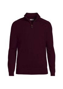 LANDS' END Merino-Pullover mit Rei&szlig;verschluss, Herren, size: regular, Rot, by Lands' End