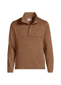 LANDS' END Strickfleece-Pullover mit Druckknopfleiste, Herren, size: regular, Braun, Polyester, by Lands' End
