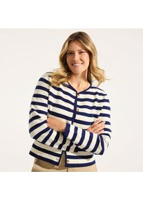 LANDS' END Kragenloser Feinstrick-Blazer f&uuml;r Damen, Damen, size: regular, Elfenbein, Baumwolle, by Lands' End