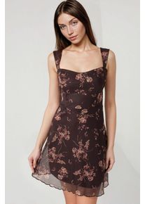 Punktemuster &auml;rmelloses Mini-T&uuml;llkleid mit quadratischem Ausschnitt