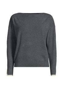LANDS' END Feinstrick-Pullover mit U-Boot-Ausschnitt f&uuml;r Damen in Petite-Gr&ouml;&szlig;e, Damen, size: petite, Grau, Polyester/Viskose/Polyester-Mischung, by Lands' End