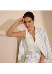 LANDS' END &Auml;rmelloses Henley-Shirt f&uuml;r Damen, Damen, size: regular, Elfenbein, Elasthan/Kunstseide/Viskose, by Lands' End