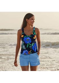 LANDS' END Tankini-Top mit geknoteten Tr&auml;gern und Flattersaum f&uuml;r Damen, Damen, size: regular, Blau, Elasthan/Nylon-Mischung, by Lands' End