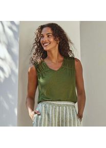 LANDS' END &Auml;rmelloses Soft Flow Top aus Leinenmix f&uuml;r Damen, Damen, size: regular, Gr&uuml;n, Leinen/Baumwolle Modal, by Lands' End
