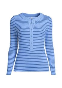 LANDS' END Langarm-Henleyshirt aus Ripp-Jersey f&uuml;r Damen, Damen, size: regular, Blau, Viskose-Mischung/Polyester-Mischung, by Lands' End