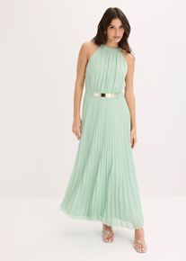 bonprix Abendkleid aus feinem Chiffon mit Plisse&eacute;, gr&uuml;n, Gr.40, Maxikleid aus feinem Chiffon mit Plisse&eacute; und Accessoire in der Taille