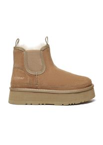 EVER AU Damen Leder Plateau Kurzstiefel Chelsea - Shoveler