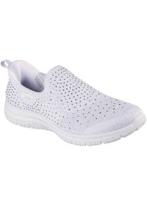 Skechers Virtue Icon Textil Damen Wei&szlig;/Silber Standard Sneakers