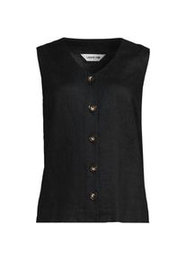 LANDS' END Premium Reinleinen-Top mit Kn&ouml;pfen f&uuml;r Damen, Damen, size: regular, Schwarz, Leinen, by Lands' End