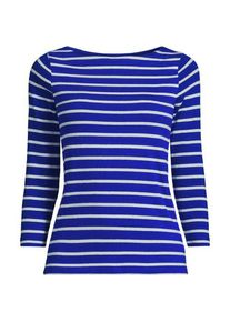 LANDS' END Gestreiftes Baumwollshirt mit 3/4-&Auml;rmeln f&uuml;r Damen in Plus-Gr&ouml;&szlig;e, Damen, size: plus, Blau, Baumwolle, by Lands' End