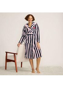 LANDS' END Lands' End x Lulu Guinness Fleece-Bademantel mit Streifen, Damen, size: regular, Blau, Polyester, by Lands' End