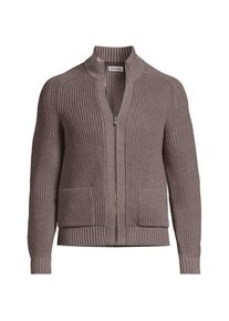 LANDS' END Drifter Cardigan mit Rei&szlig;verschluss, Herren, size: regular, Braun, Baumwolle, by Lands' End