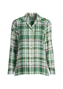 LANDS' END Gemustertes Pyjamahemd aus reinem Baumwoll-Flanell f&uuml;r Damen in Plus-Gr&ouml;&szlig;e, Damen, size: plus, Gr&uuml;n, Baumwolle, by Lands' End
