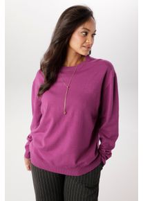 sheego Gro&szlig;e Gr&ouml;&szlig;en Rundhalspullover, fuchsia, Gr&ouml;&szlig;e 54 - Damen