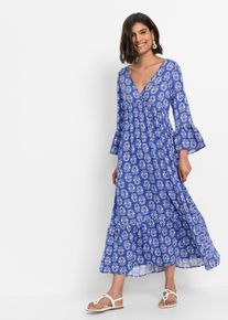 bonprix Kaftan-Kleid, blau, Gr.44, luftiges Kaftan-Kleid mit wundersch&ouml;nem Druck