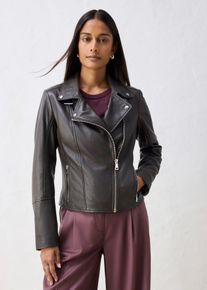 bonprix Bikerjacke aus Nappaleder, braun, Gr.42, Biker-Lederjacke aus hochwertigen Glattleder, aus Nappaleder