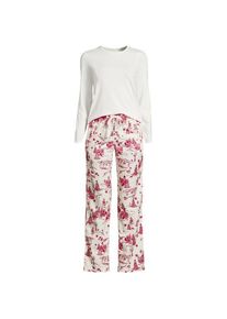 LANDS' END Pyjama-Set mit Flanellhose in Petite-Gr&ouml;&szlig;e f&uuml;r Damen, Damen, size: petite, Elfenbein, Baumwolle/Baumwoll-Mischung/Viskose-Mischung, by Lands' End