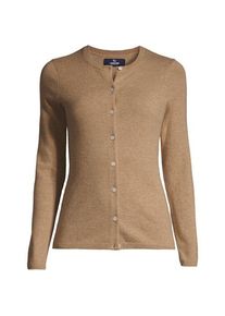 LANDS' END Kaschmir-Cardigan mit rundem Ausschnitt in Petite-Gr&ouml;&szlig;e, Damen, size: petite, Braun, Kaschmir, by Lands' End