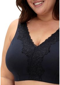 sheego Gro&szlig;e Gr&ouml;&szlig;en B&uuml;gelloser BH in Bustier-Form, mit Spitzenborte, marine, Gr&ouml;&szlig;e 85B - Damen