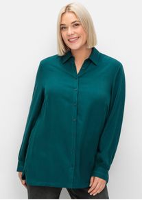 sheego Gro&szlig;e Gr&ouml;&szlig;en Klassische Bluse aus Twillqualit&auml;t, petrol, Gr&ouml;&szlig;e 44 - Damen