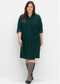 sheego Gro&szlig;e Gr&ouml;&szlig;en Hemdblusenkleid aus weichem Cord, tiefgr&uuml;n, Gr&ouml;&szlig;e 50 - Damen