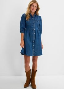 bonprix Jeanskleid, blau, Gr.50, modisches Jeanskleid mit Knopfleiste vorne, 82% Baumwolle