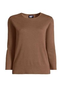 LANDS' END Feinstrick-Pullover mit 3/4-&Auml;rmeln aus Baumwolle f&uuml;r Damen, Damen, size: regular, Braun, by Lands' End