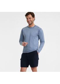 LANDS' END Schnelltrocknende UPF 50 Cargo-Badeshorts f&uuml;r Herren, 18 cm, Herren, size: regular, Blau, Elasthan/Polyester-Mischung, by Lands' End