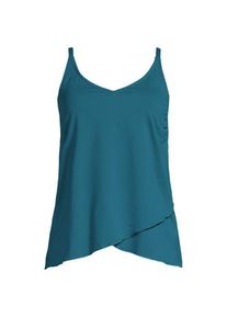 LANDS' END Tankinitop mit Tulpensaum chlorresistent f&uuml;r Damen, Damen, size: regular, Blau, Nylon-Mischung, by Lands' End
