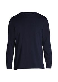 LANDS' END Supima Langarm-Shirt mit Rundhalsausschnitt, Herren, size: regular, Blau, Baumwolle, by Lands' End