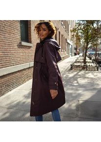 LANDS' END Langer, gewachster Mantel mit Kapuze f&uuml;r Damen in Petite-Gr&ouml;&szlig;e, Damen, size: petite, Lila, Baumwolle/Polyester, by Lands' End
